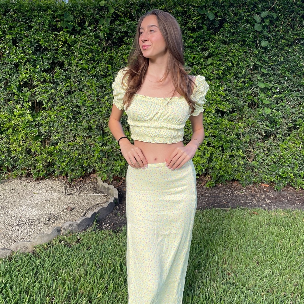 Zara Light Yellow Skirt Set